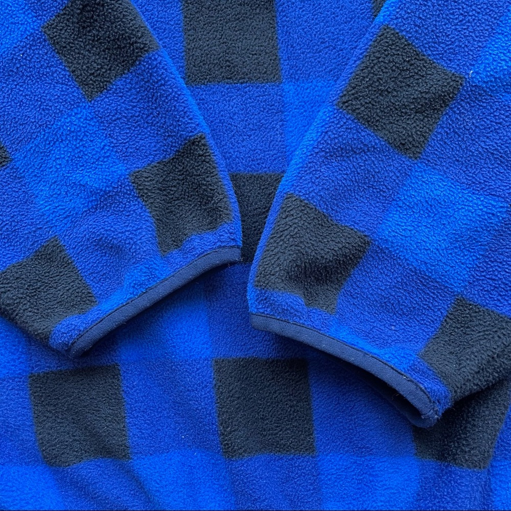 Patagonia Fleece Synchilla Snap-T Pullover Jacket Blue Plaid Checkered XL - Picture 8 of 9